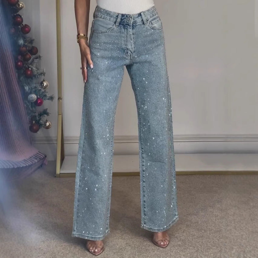 Jean Taille Haute Glamour à Strass