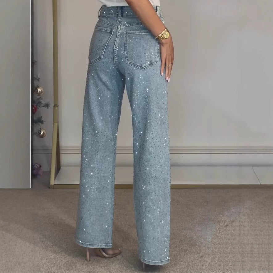 Jean Taille Haute Glamour à Strass