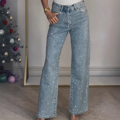 Jean Taille Haute Glamour à Strass