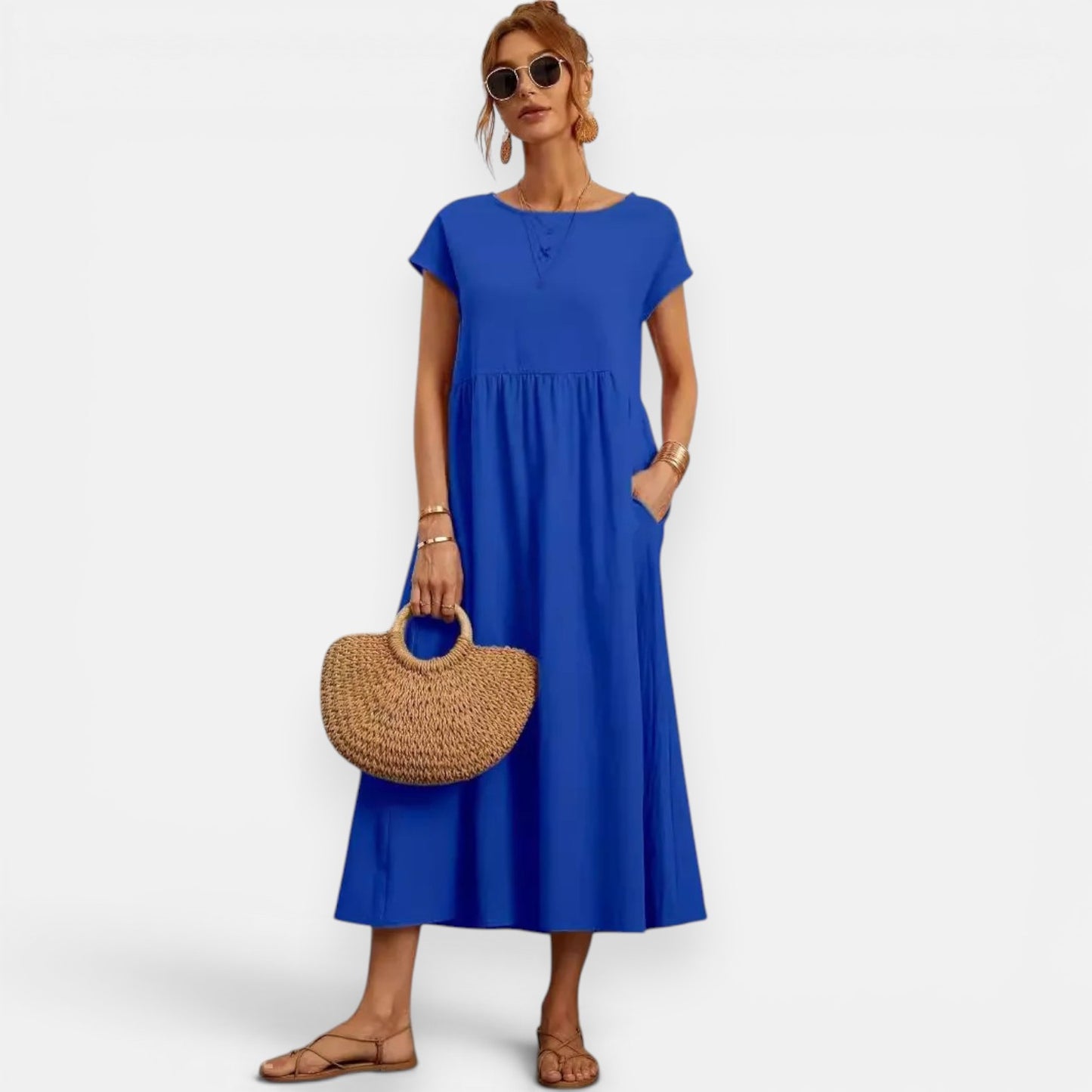 Robe Midi Fluide Luna – Élégance Naturelle d’Été