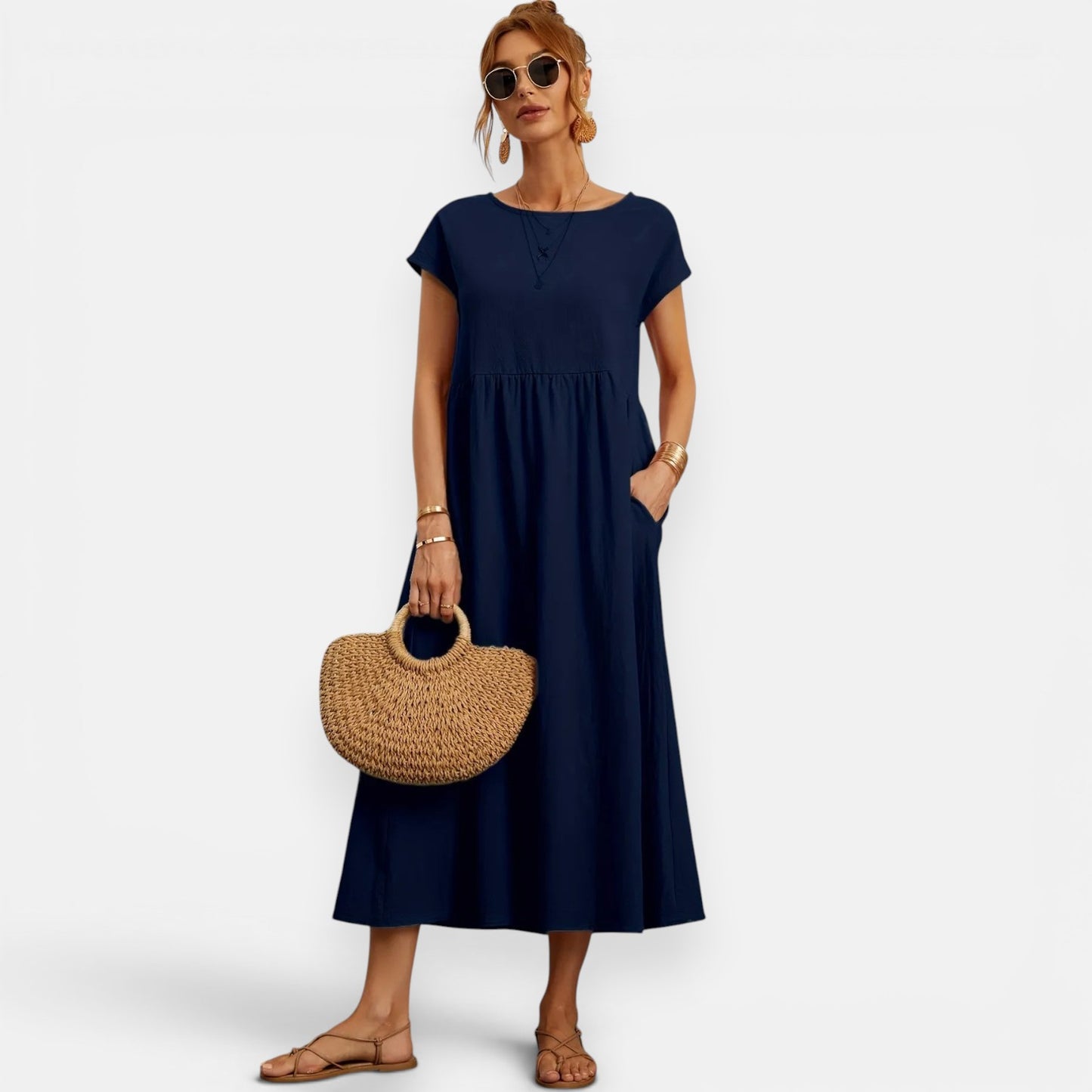 Robe Midi Fluide Luna – Élégance Naturelle d’Été