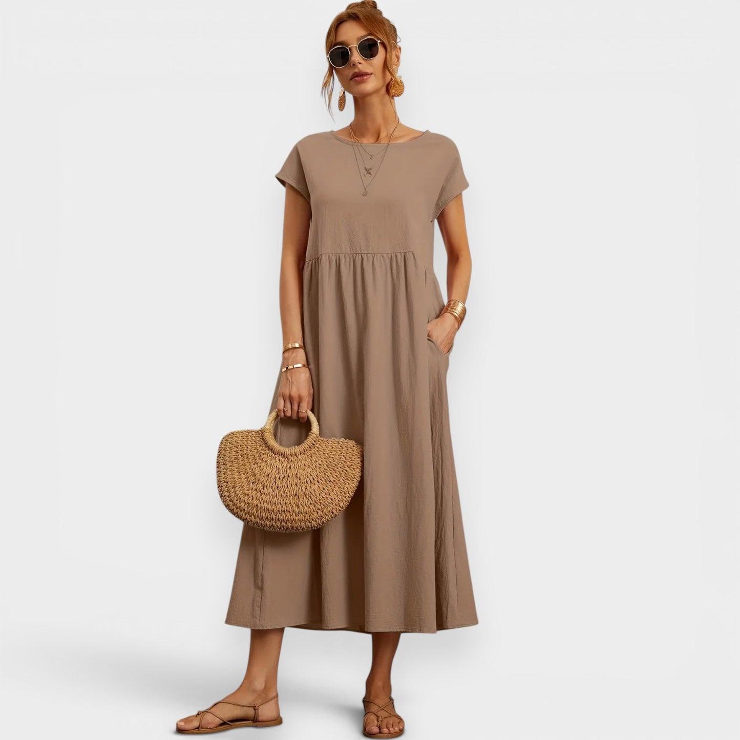 Robe Midi Fluide Luna – Élégance Naturelle d’Été