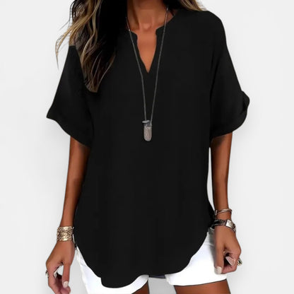 Blouse Femme Ample Col V – Haut d'Été Léger