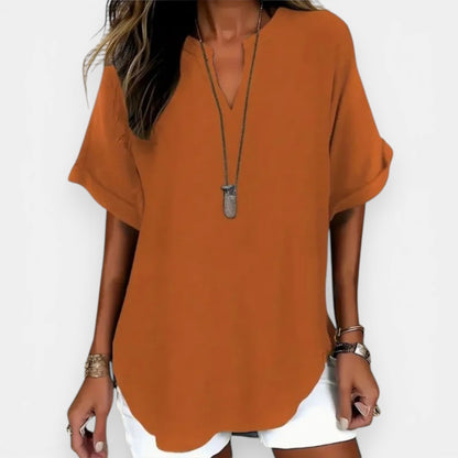 Blouse Femme Ample Col V – Haut d'Été Léger