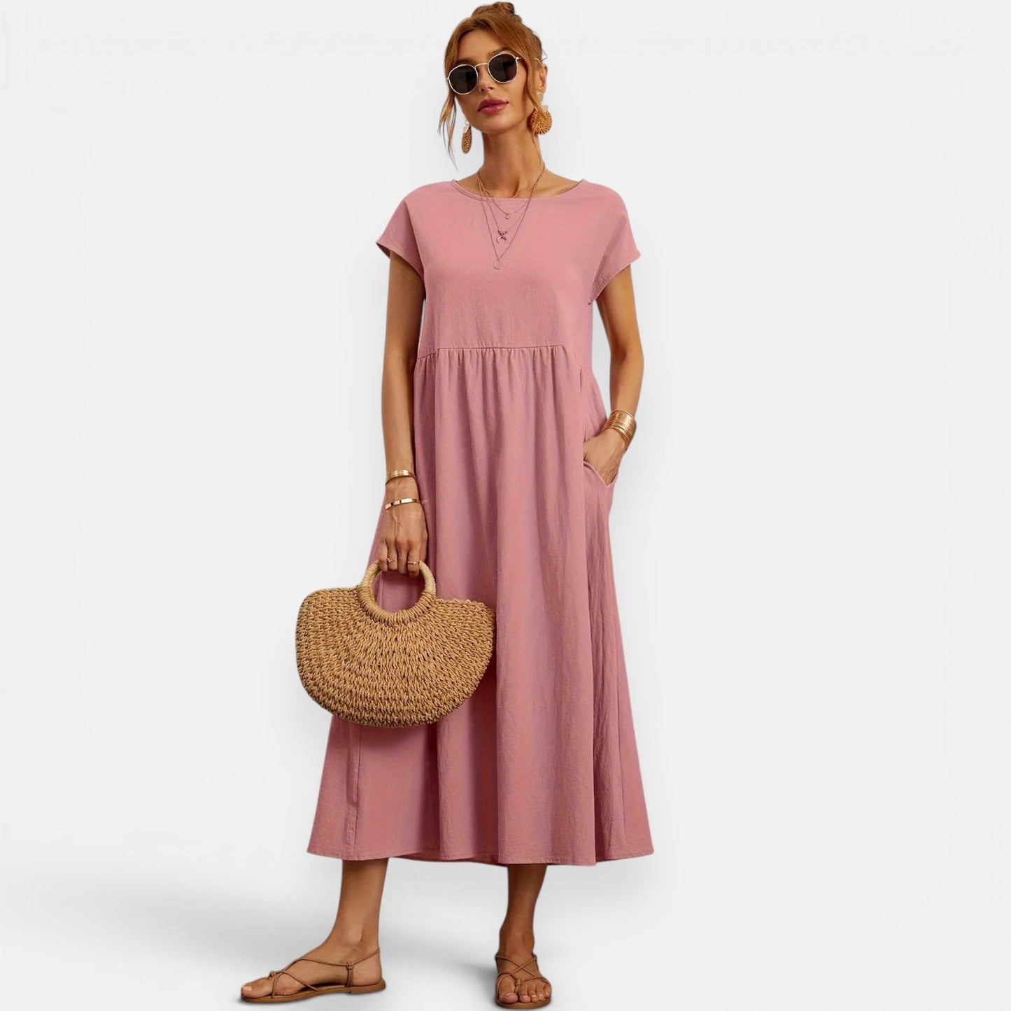 Robe Midi Fluide Luna – Élégance Naturelle d’Été