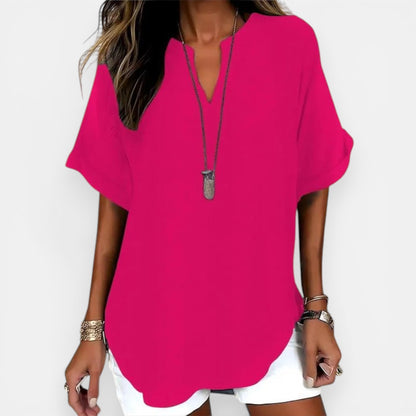 Blouse Femme Ample Col V – Haut d'Été Léger