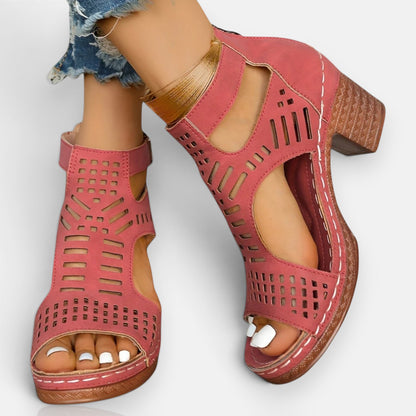 Sandales Femme à Talon Épais Ajourées – Bout Ouvert