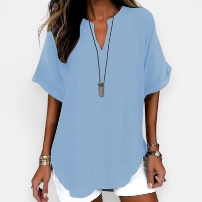 Blouse Femme Ample Col V – Haut d'Été Léger