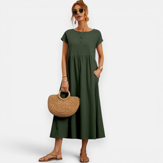 Robe Midi Fluide Luna – Élégance Naturelle d’Été